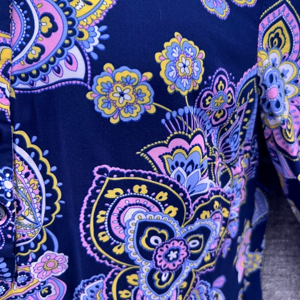 Talbots Paisley Tunic Blouse Blue Large - Picture 4 of 14